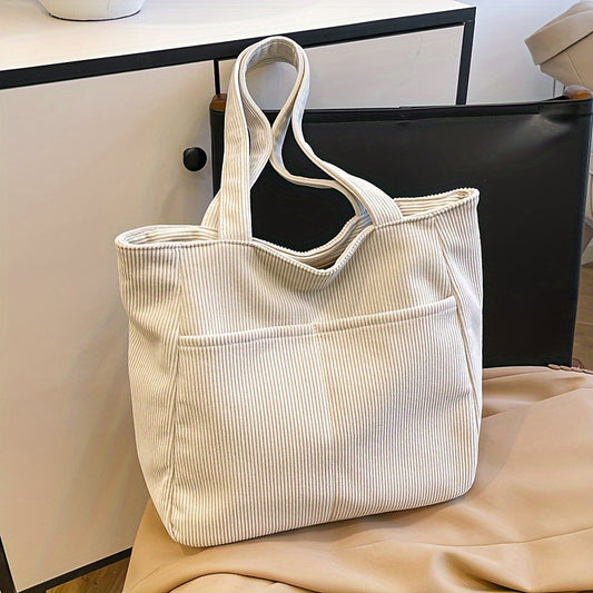 Tote bag dames – corduroy met rits & zachte uitstraling