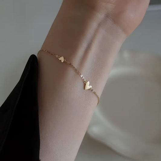 Gouden hartjes armband – 3 hartjes