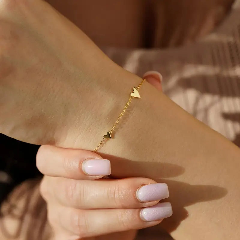 Gouden hartjes armband – 3 hartjes