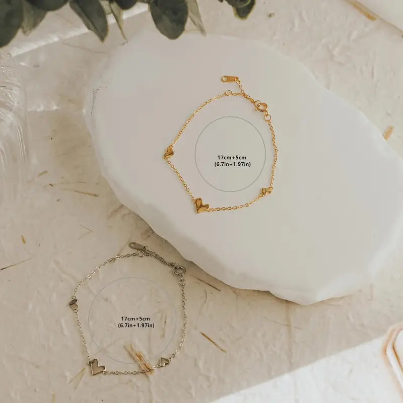Gouden hartjes armband – 3 hartjes